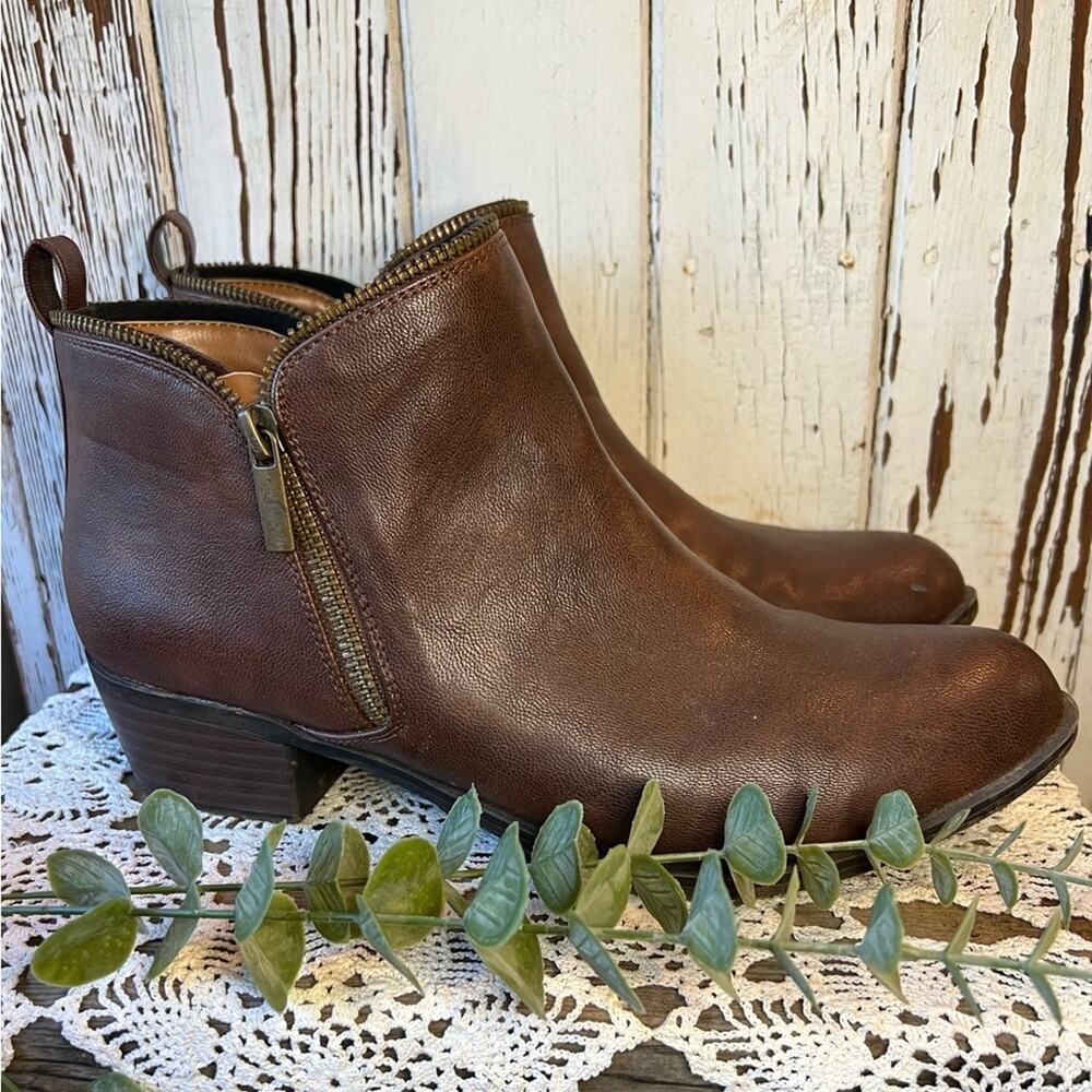 Brown Leather Ankle Boots by Bongo ~ zip